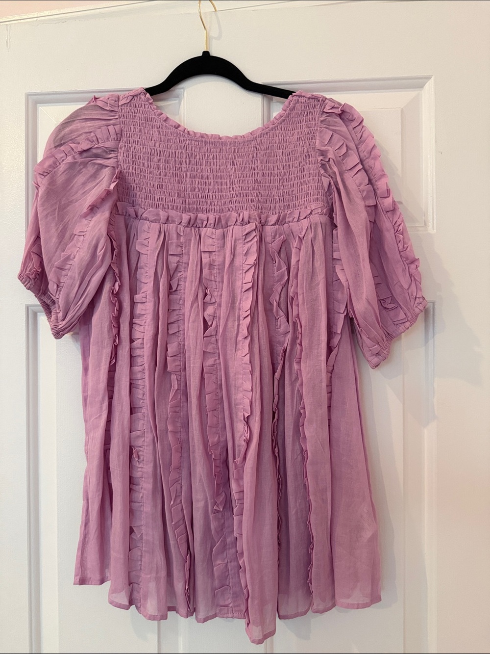 Free People Lavender Smocked Ruffle Tunic